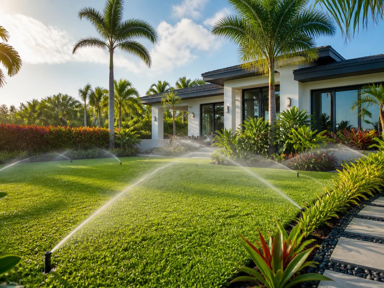 Jardim irrigado por sistema automatizado instalado pela Solus